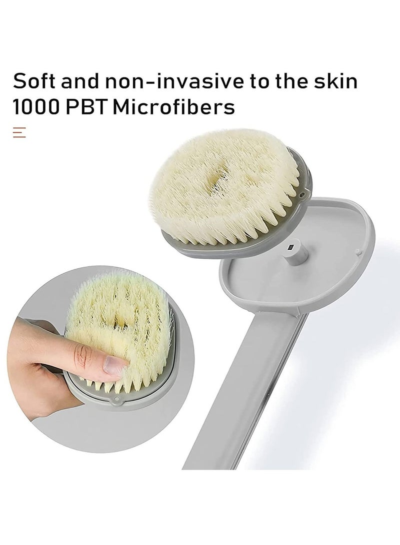 KASTWAVE Long Handle Bath Massage Cleaning Brush with Soap Dispenser, Body Back Scrubber Storable Wash, Exfoliating Brush, - Image 2