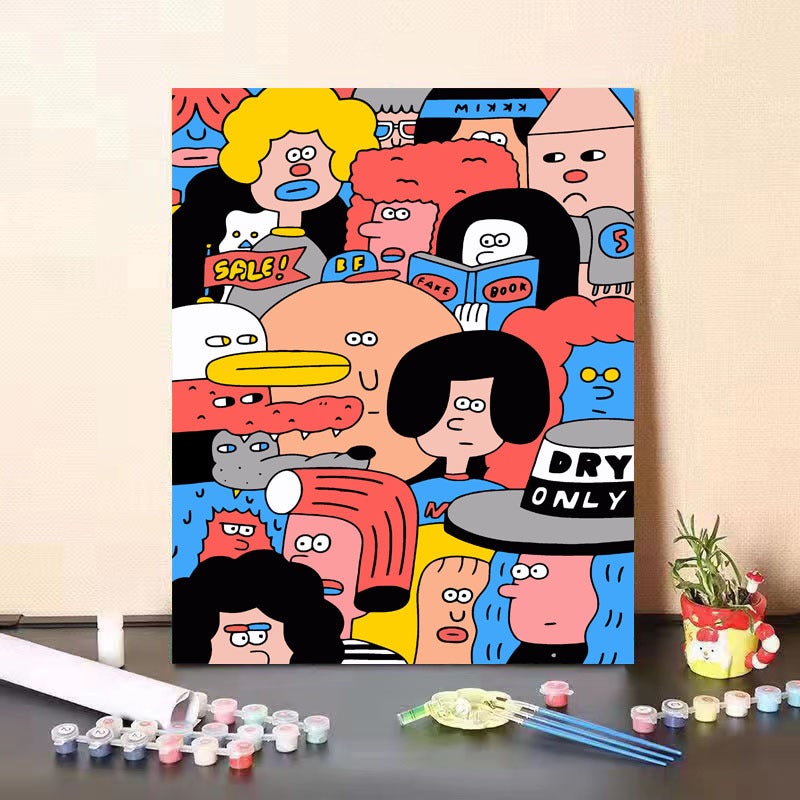 Supply 3040 Size Digital Oil Painting Diy Children'S Handmade Cartoon Animation Color Night Market Stall - Image 1