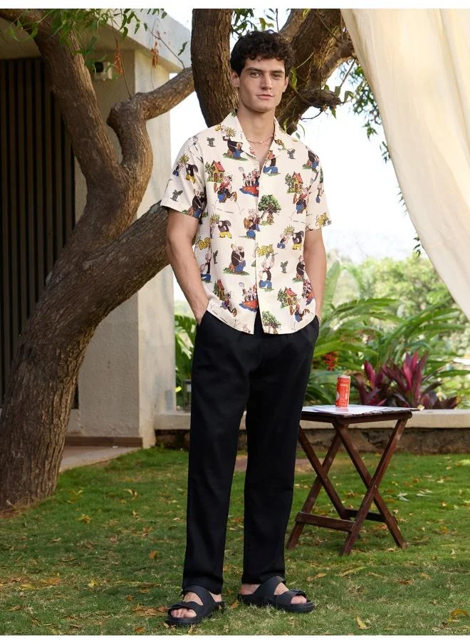 The Souled Store The Souled Store Men Popeye Graphic Printed Off White Regular Fit Holiday Shirts