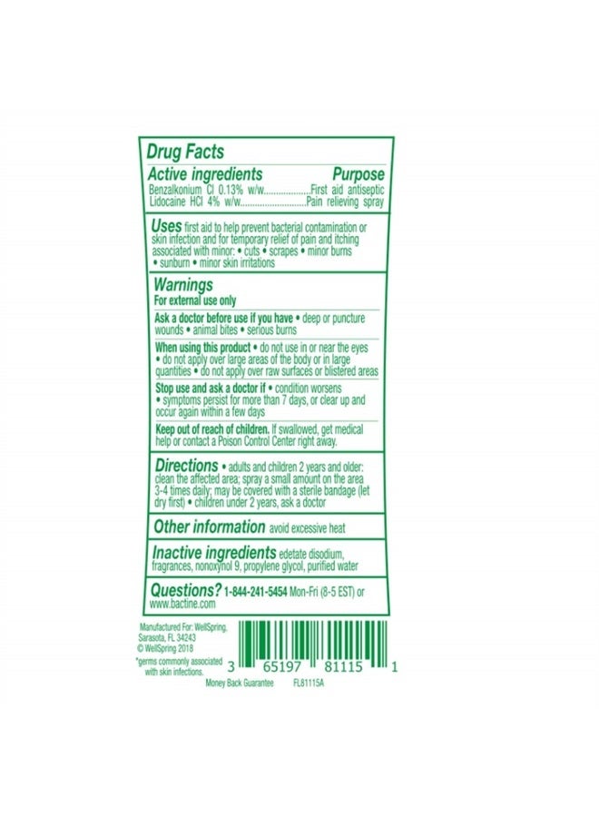 Bactine MAX First Aid Spray - Pain Relief Cleansing Spray with 4% Lidocaine - Numbing Lidocaine Spray Kills 99% of Germs - Pain + Itch Relief for Minor Cuts & Scrapes, Burns & Bug Bites - 5oz, 4 Pack - Image 2