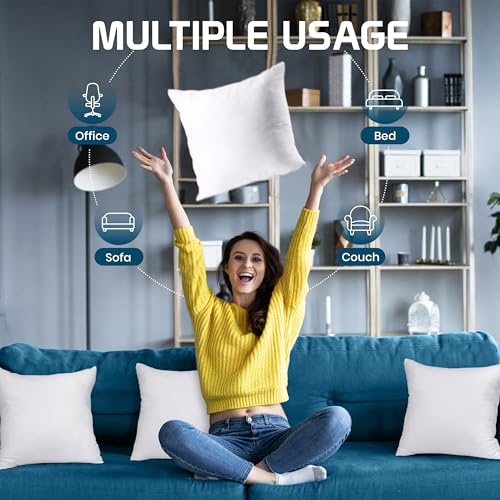 Utopia Bedding Throw Pillows (Set of 4, White), 14 x 14 Inches Pillows for Sofa, Bed and Couch Decorative Stuffer Pillow - Image 5