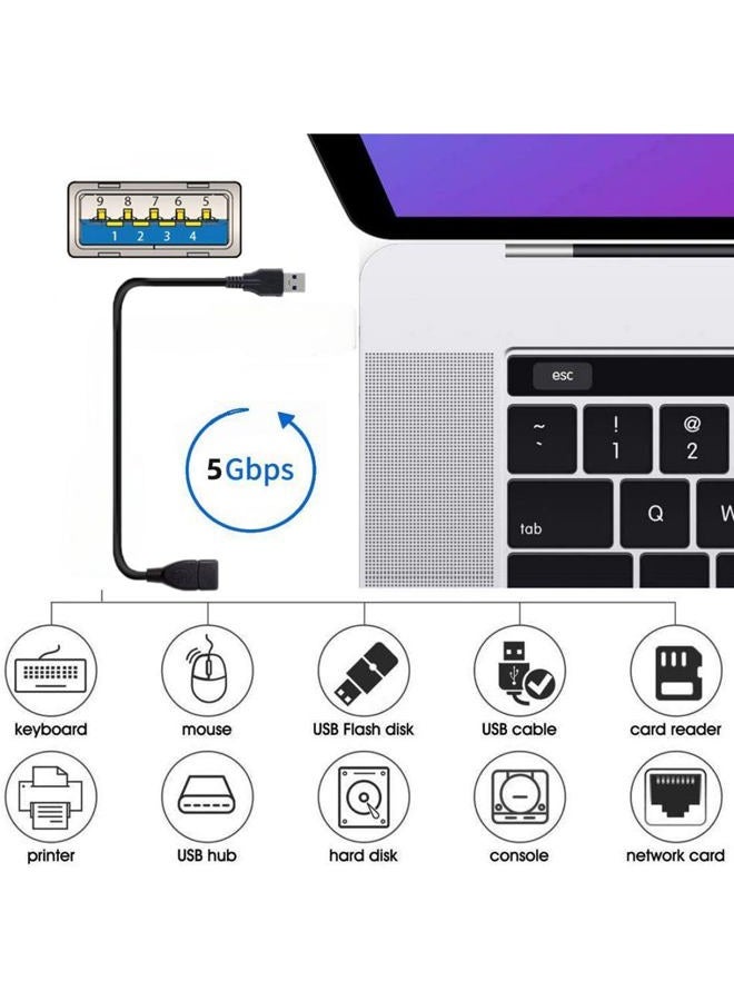 NFHK USB 3.0 Extension Cable USB 3.0 Type A Male to Female Data Transfer Extension Cable 20cm - Image 2