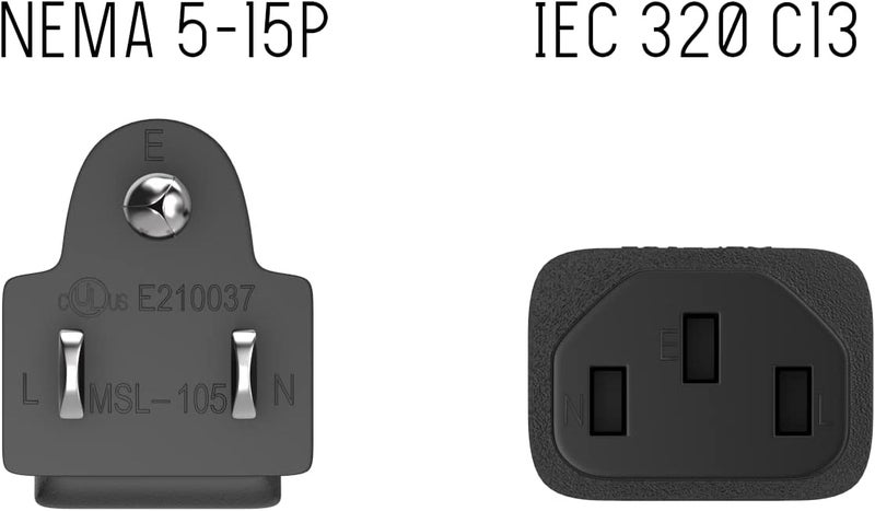 Cable Leader 12ft 18 AWG Universal Power Cord IEC320 C13 to NEMA 5-15P, Extension Power Cord, Compatible with Computers, Monitors, Printers & TVs, Black - Image 5