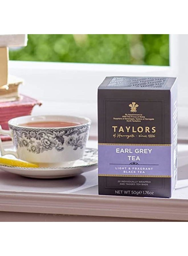 Taylors Of Harrogate Earl Grey, Black Tea, Individually Wrapped Bags, 20 Count (Pack of 1), Fragrant, Delicate & Light, Caffeinated, Enjoy Hot or Iced, 20 Teabags - Image 2