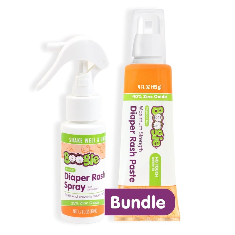 Boogie Maximum Strength Diaper Rash Bundle, Extra Strength Paste in Applicator Tube, 4 oz. + Diaper Rash Cream Spray, 1.7 oz. - Image 1