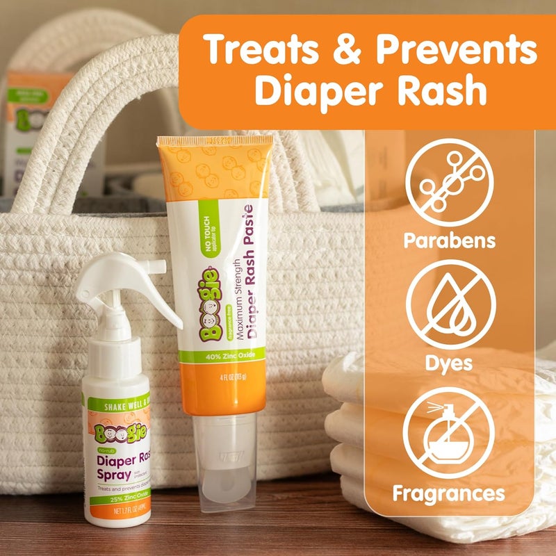Boogie Maximum Strength Diaper Rash Bundle, Extra Strength Paste in Applicator Tube, 4 oz. + Diaper Rash Cream Spray, 1.7 oz. - Image 2