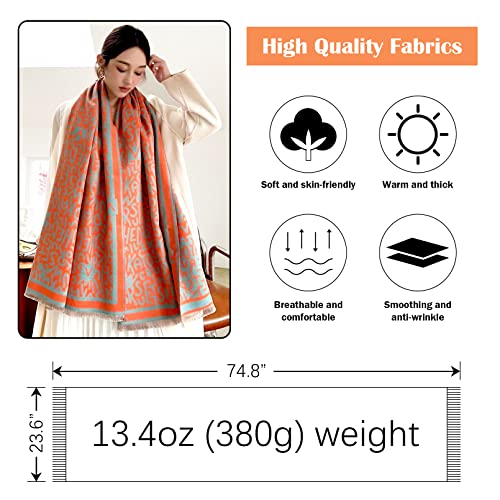RainFlowwer Womens Pashmina Shawl Wrap Scarf Winter Warm Wool Scarves Large Reversible Stole Scarf Evening Dress Christmas Gift - Image 2