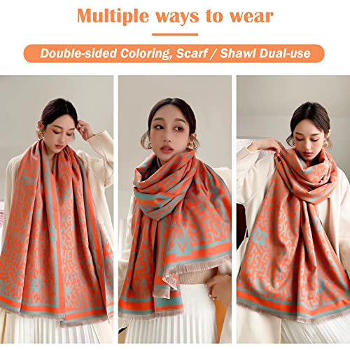 RainFlowwer Womens Pashmina Shawl Wrap Scarf Winter Warm Wool Scarves Large Reversible Stole Scarf Evening Dress Christmas Gift - Image 4