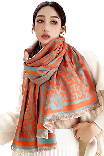 RainFlowwer Womens Pashmina Shawl Wrap Scarf Winter Warm Wool Scarves Large Reversible Stole Scarf Evening Dress Christmas Gift - Image 1