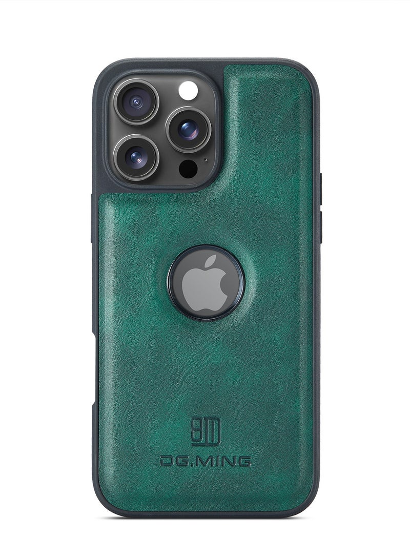 DGMING Case Cover Premium Leather Back with Logo CutOut Shockproof Compatible with Iphone 16 Pro Max (Green) - Image 2