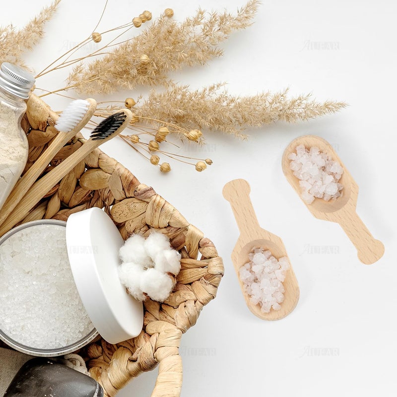 AUEAR, Mini Wooden Scoops Unpainted Kitchen Spoon for Candy Spices Parties Bath Salts Essential (20 Pack, Half Handle) - Image 4