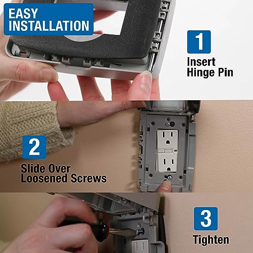 Intermatic WP6000G Low-Profile In-Use Weatherproof Cover, Gray - Durable Outdoor Outlet Protection | Expandable Design | Easy Installation - Image 4
