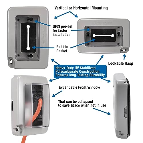 Intermatic WP6000G Low-Profile In-Use Weatherproof Cover, Gray - Durable Outdoor Outlet Protection | Expandable Design | Easy Installation - Image 2