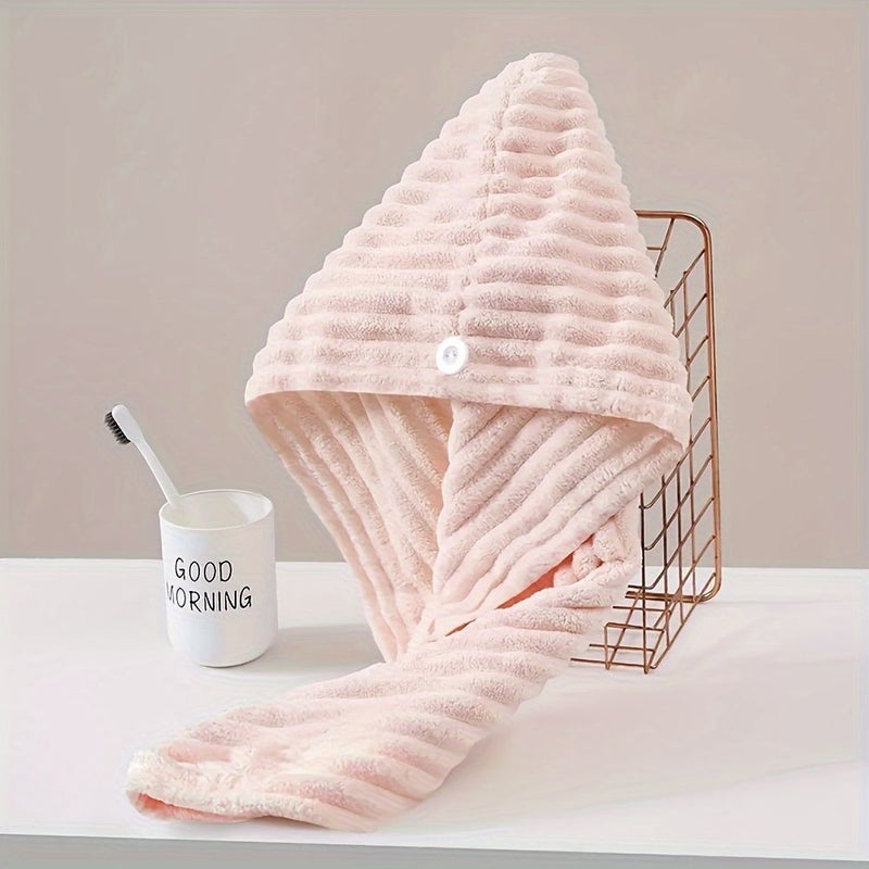 Beige Super Absorbent Quick-Dry Hair Towel Cap for Women - Image 5
