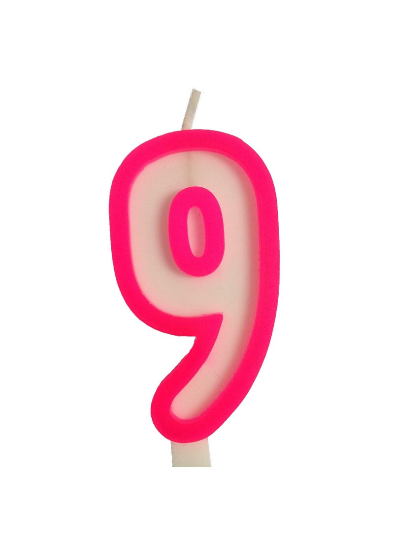 Funcart Funcart Pink and White Numerical 9 Style Candle for 9th Birthday DecorationCake TopperCake DecorationBirthday Decoration  - Image 1