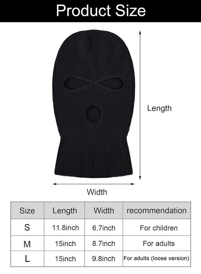 Satinior 3-Hole Knitted Full Face Cover Ski Mask, Winter Balaclava Warm Knit Full Face Mask for Outdoor Sports (Black, Kid Size) - Image 3