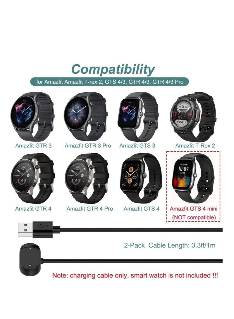 GIFT 2 Pcs Charger Cable for Amazfit T-Rex 2, GTS 4/3, GTR 4/3 Pro, Magnetic Charging Cable Cord for Amazfit T-Rex 2, GTS 4, GTR 4, GTS 3, GTR3, GTR 3 Pro Smart Watch [2-Pack, 3.3ft/1m]  - Image 2