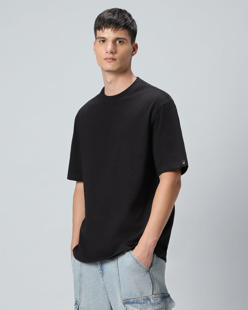 bewakoof Men's Black Oversized T-shirt - Image 1