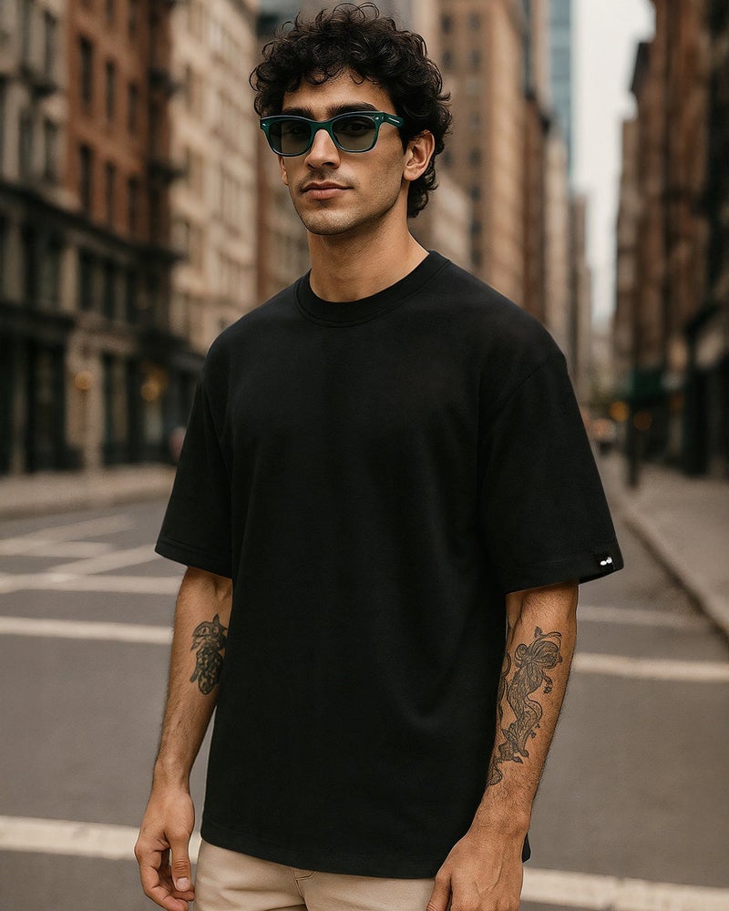 bewakoof Men's Black Oversized T-shirt - Image 2