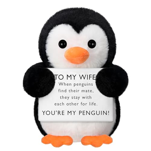 Arrowbash 98 Romantic Gifts for Wife Her Penguin Plush Gifts from Husband Wedding Anniversary Birthday Funny Romantic Penguin Stuffed Animal for Lover Wife - Image 1