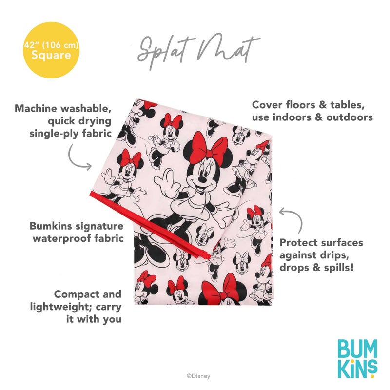 Bumkins Disney Baby Splat Mat for Under High Chair, Babies Toddlers Eating Mess Mat, Waterproof Reusable Cloth for Arts and Crafts, Play Mat for Kids, Floor or Table, Fabric 42inx42in, Minnie Mouse - Image 5