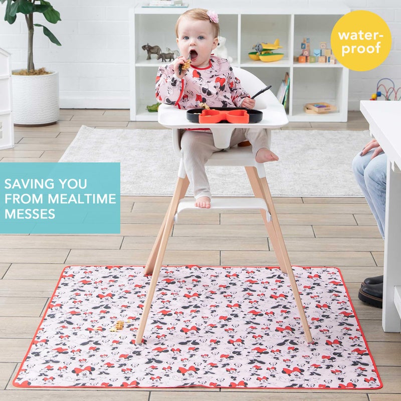 Bumkins Disney Baby Splat Mat for Under High Chair, Babies Toddlers Eating Mess Mat, Waterproof Reusable Cloth for Arts and Crafts, Play Mat for Kids, Floor or Table, Fabric 42inx42in, Minnie Mouse - Image 2
