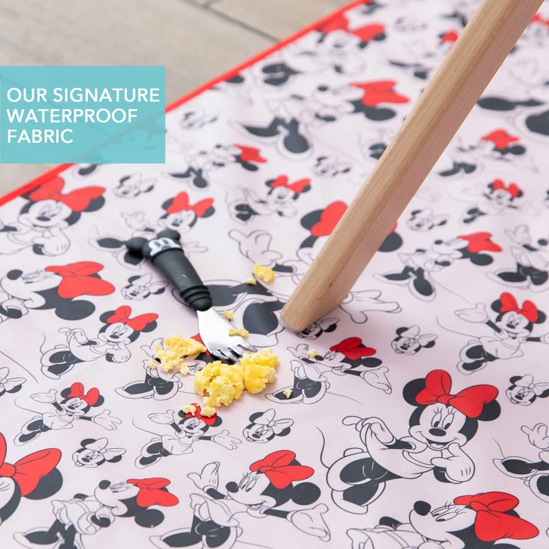 Bumkins Disney Baby Splat Mat for Under High Chair, Babies Toddlers Eating Mess Mat, Waterproof Reusable Cloth for Arts and Crafts, Play Mat for Kids, Floor or Table, Fabric 42inx42in, Minnie Mouse - Image 3