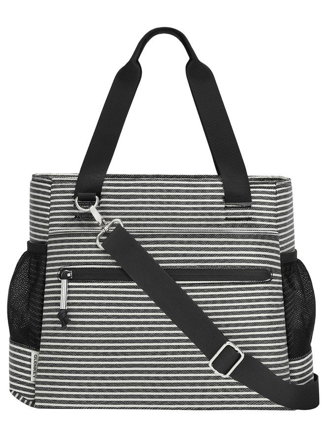 GLENKEY Insulated Lunch Box Lunch Bag Tote - Large Leakproof Cooler Bags for Women - Soft Lunchbox for Adults Work Shift Picnic Travel Stripe 10L - Image 1