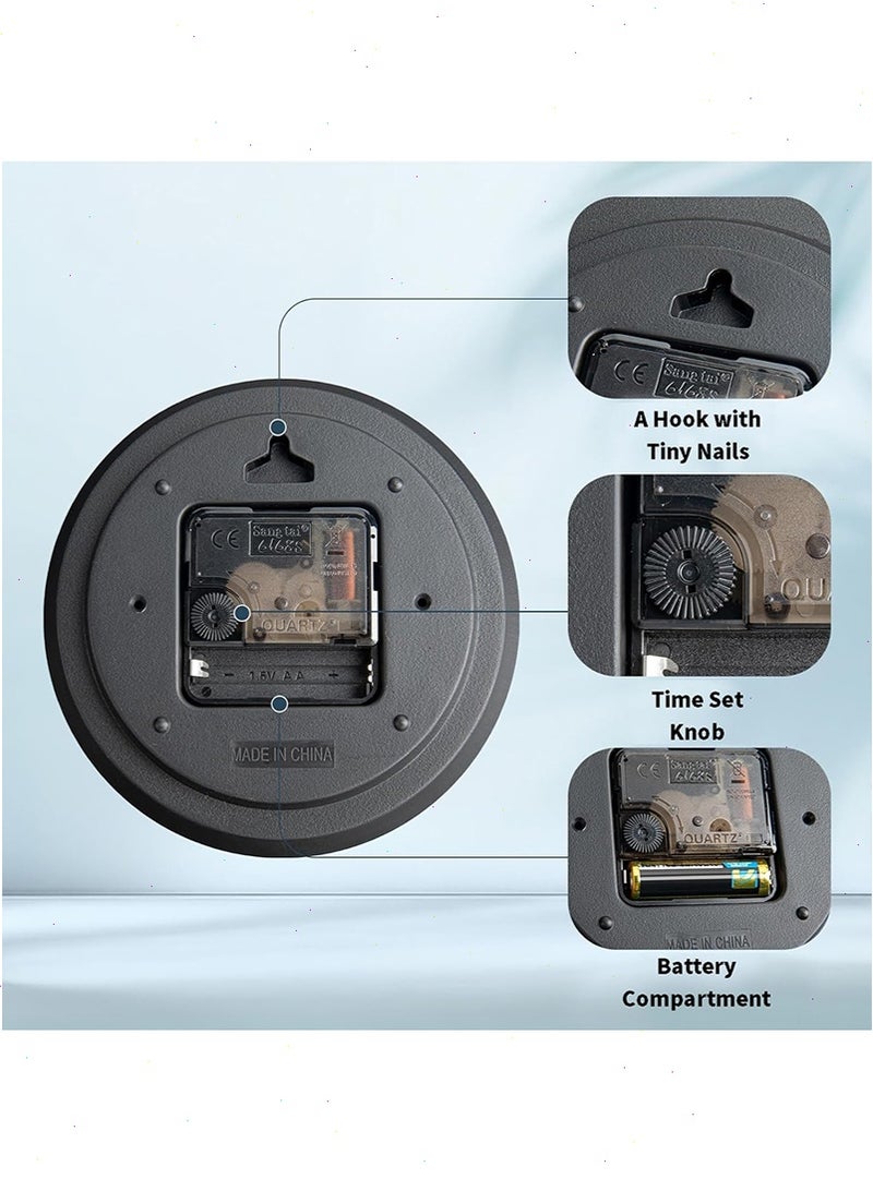 يواوليتي ساعة حائط، 31 سم، صامتة، سهلة القراءة، مناسبة للمنزل والمكتب والفصول الدراسية والمدارس، تعمل بالبطارية، موفرة للطاقة (سوداء) - Image 5