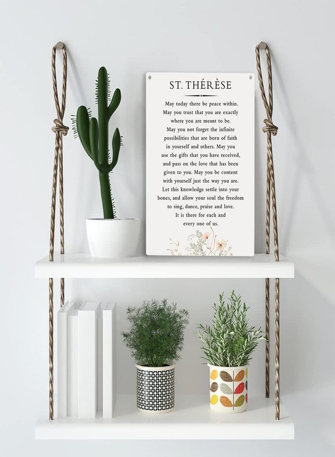 YCYD Inspirational Wall Art St. Therese Quote May Today There Be Peace Within Wooden Hanging Sign Literary Home Decor Home Office Church School Decor Great Catholic Gift 10x8 Inches - Image 3