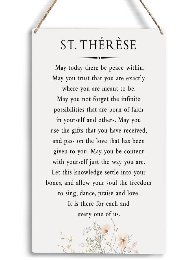 YCYD Inspirational Wall Art St. Therese Quote May Today There Be Peace Within Wooden Hanging Sign Literary Home Decor Home Office Church School Decor Great Catholic Gift 10x8 Inches - Image 1