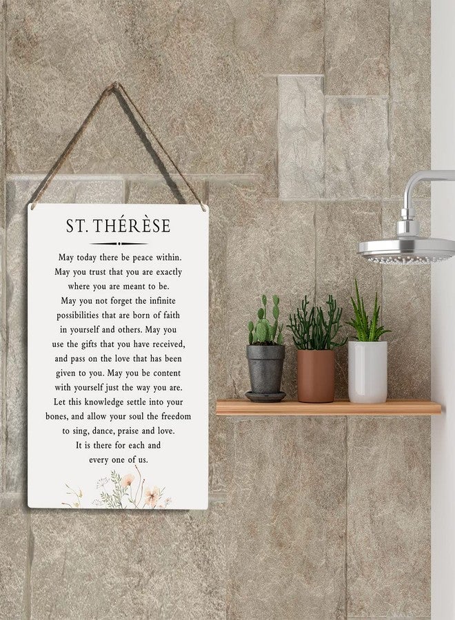 YCYD Inspirational Wall Art St. Therese Quote May Today There Be Peace Within Wooden Hanging Sign Literary Home Decor Home Office Church School Decor Great Catholic Gift 10x8 Inches - Image 5
