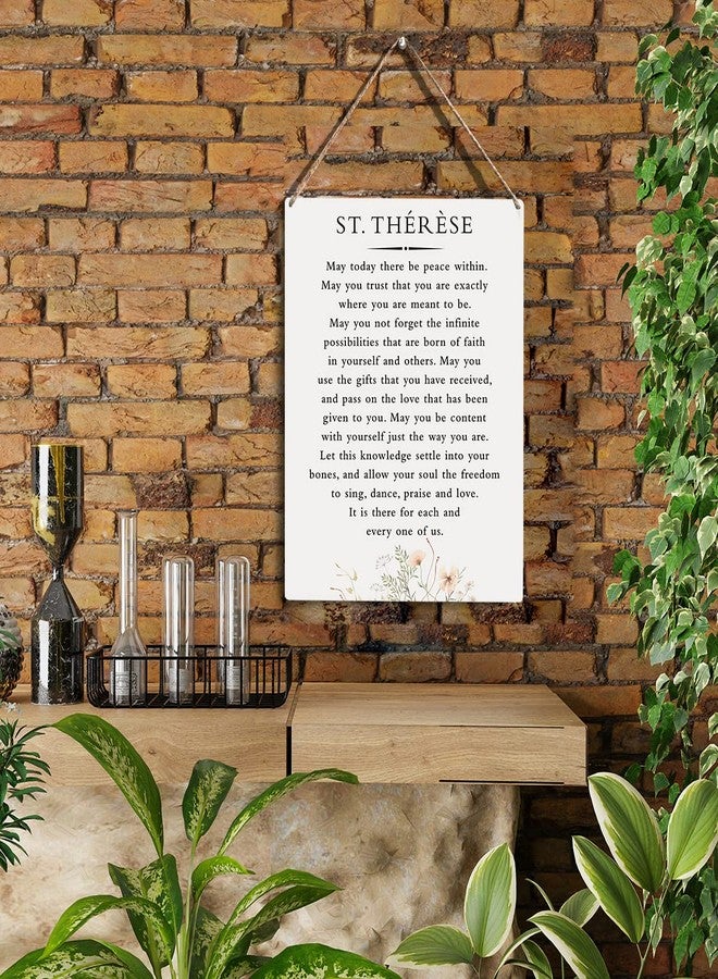 YCYD Inspirational Wall Art St. Therese Quote May Today There Be Peace Within Wooden Hanging Sign Literary Home Decor Home Office Church School Decor Great Catholic Gift 10x8 Inches - Image 2