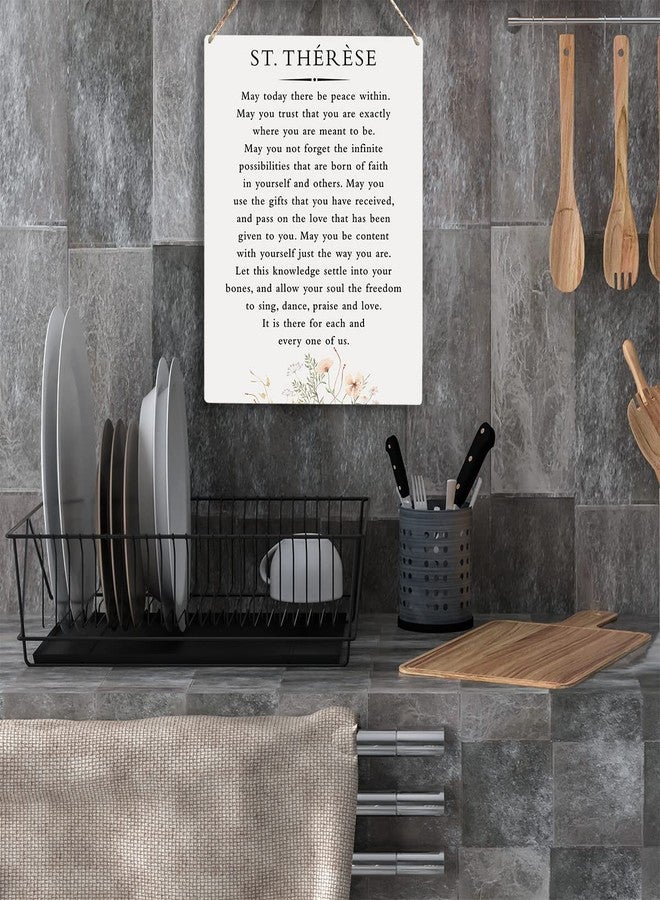YCYD Inspirational Wall Art St. Therese Quote May Today There Be Peace Within Wooden Hanging Sign Literary Home Decor Home Office Church School Decor Great Catholic Gift 10x8 Inches - Image 4