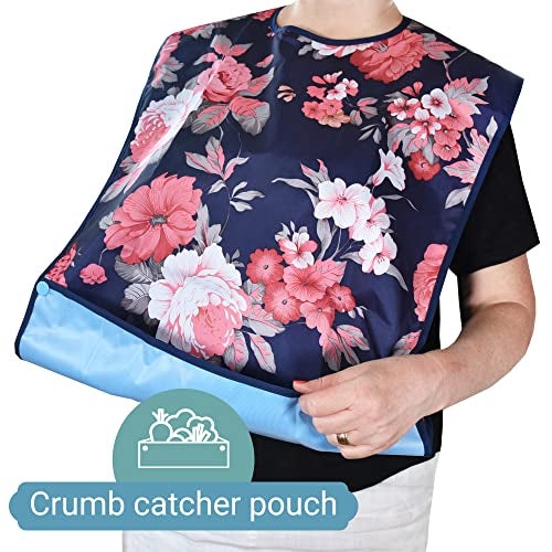 Celley 3 Pack Adult Bibs for Eating with Crumb Catcher Washable and Reusable Clothing Protectors for Elderly Women - Image 4