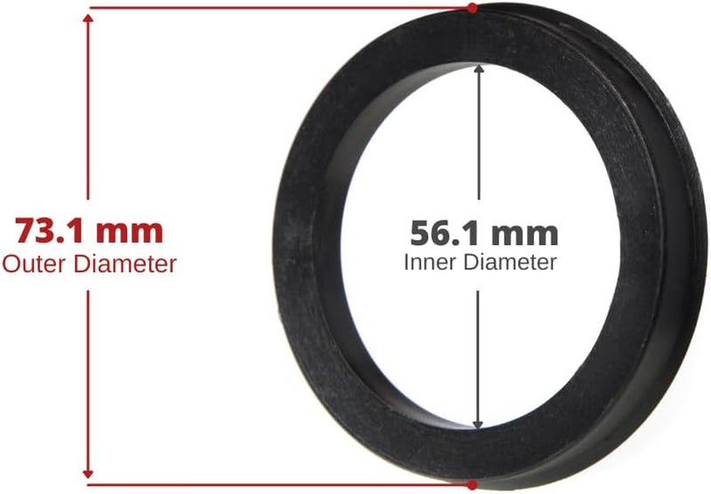 Circuit Performance 73.1mm OD to 56.1mm ID Black Plastic Polycarbonate Hub Centric Rings - Image 4