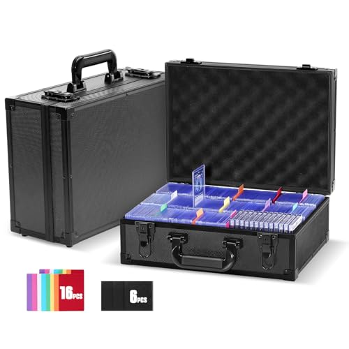 ProCase Toploader Storage Box with 6 Removable Dividers Sports Card Hard Carrying Case with 16 Colorful Divider Tab For 34 35PT Rigid Cards 600 Toploader Holder for Trading Card Collection - Image 1