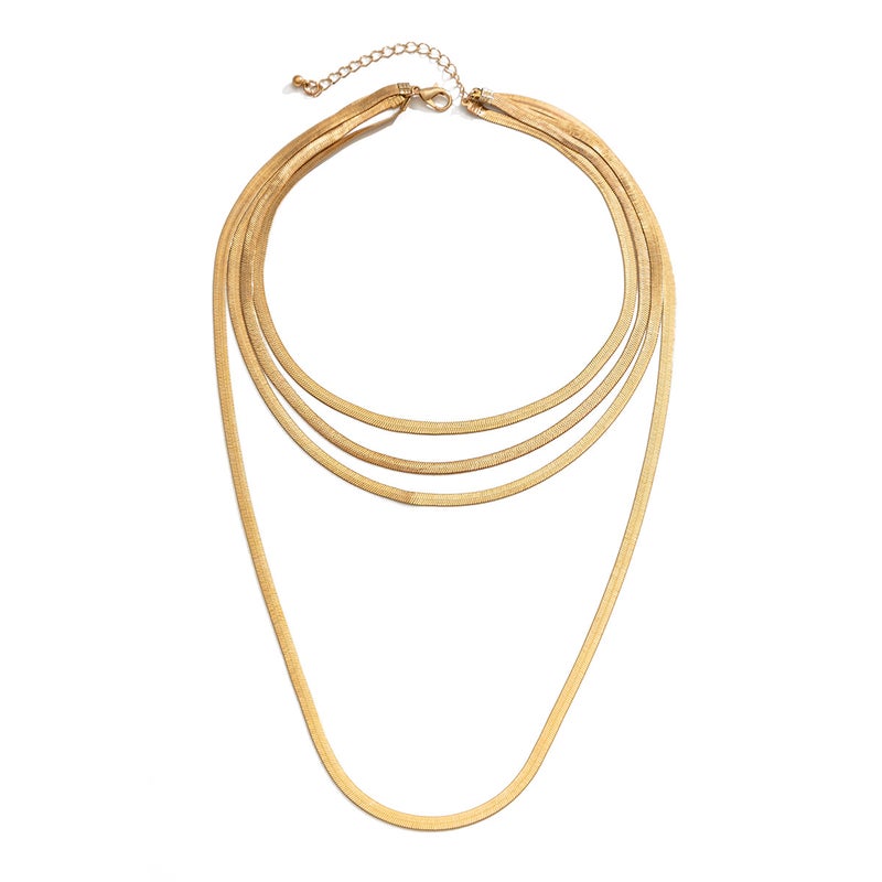 SHIXIN European and American Cross-Border Accessories - Ins Style Versatile Flat Snake Bone Necklace with Tassel Multi-Layer Clavicle Chain - Image 5