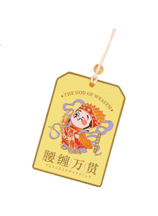 Tatanice Bookmark, Teacher'S Day Gift, Metal Bookmark, Five Wealth Gods Blessing Gold Plaque, Car Pendant, Chinese Style Creative Gift, Souvenir, Waist Strap With Wealth - Image 1