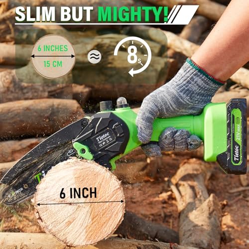 tietoc GREEN Mini Chainsaw 6 Inch Guide Plate (6" bar length - .043" Gauge - 1/4" Low Pro Pitch - 6 Tooth Count) - Image 4