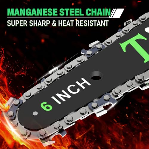 tietoc GREEN Mini Chainsaw 6 Inch Guide Plate (6" bar length - .043" Gauge - 1/4" Low Pro Pitch - 6 Tooth Count) - Image 2