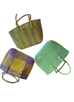 Thalir-LEED ThalirLEED Handmade Malligaidisco Wired Basket for Multipurpose Activities Durable Recyclable Ecofriendly in random colors or Half Half Violet 1025_SSize  - Image 1