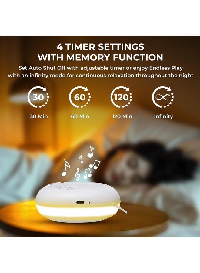 بولوز جهاز الضوضاء البيضاء | جهاز صوت الهدوء المحمول مع 20 صوتًا مريحًا وأضواء ليلية LED RGB | جهاز ضوضاء نوم صغير الحجم للمساعدة على النوم والاسترخاء مع مؤقت وصوت قابل للتعديل - Image 4