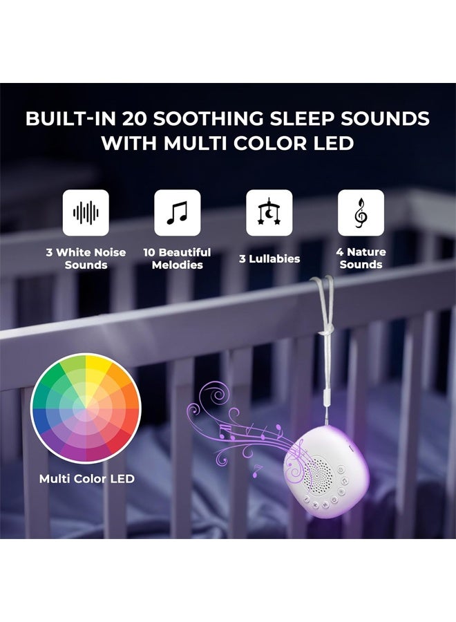 بولوز جهاز الضوضاء البيضاء | جهاز صوت الهدوء المحمول مع 20 صوتًا مريحًا وأضواء ليلية LED RGB | جهاز ضوضاء نوم صغير الحجم للمساعدة على النوم والاسترخاء مع مؤقت وصوت قابل للتعديل - Image 3