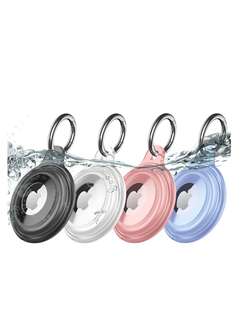 Captaintech Case for Apple AirTag, 4 Pack IPX8 Waterproof Case for AirTag Keychain Holder Case Lightweight Anti-Scratch Easy Installation Soft Full-Body Shockproof Air Tag Holder for Luggage Keys Dog Collar - Image 1