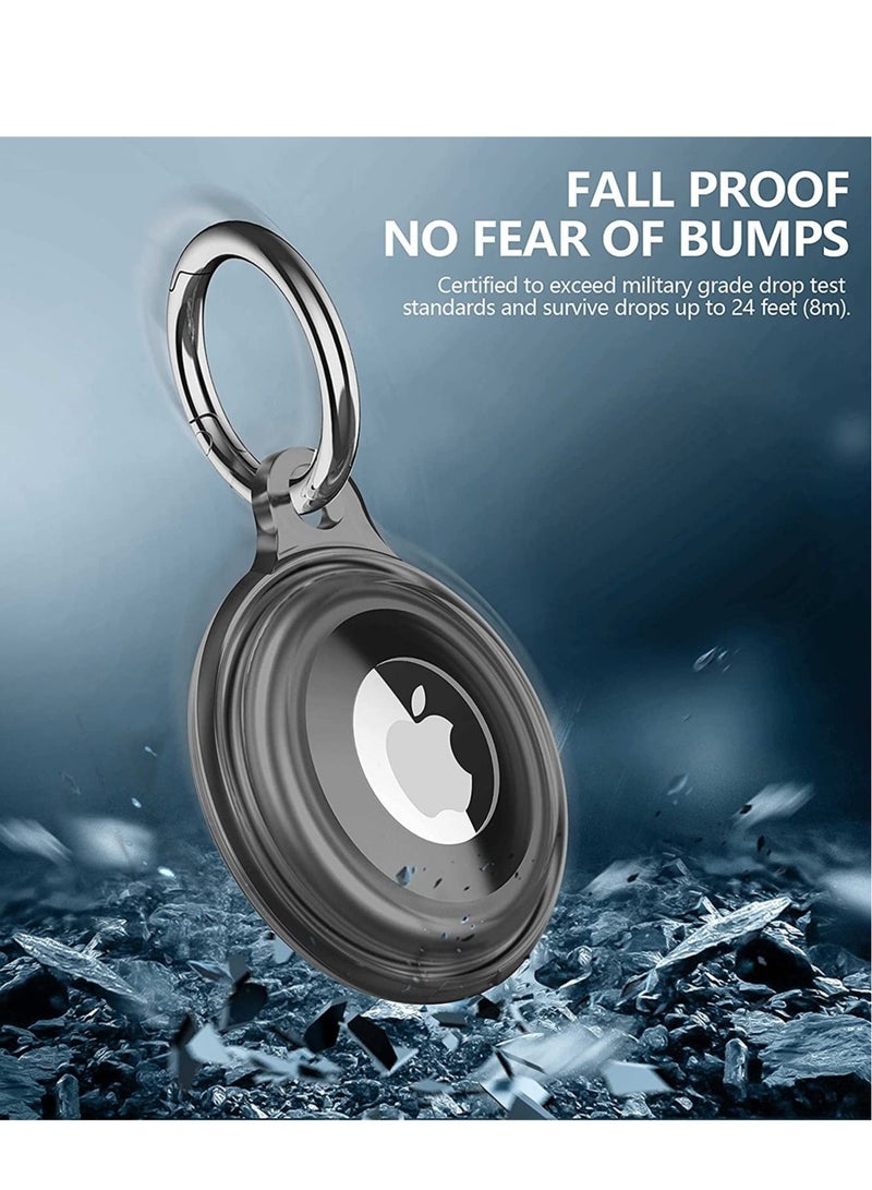 Captaintech Case for Apple AirTag, 4 Pack IPX8 Waterproof Case for AirTag Keychain Holder Case Lightweight Anti-Scratch Easy Installation Soft Full-Body Shockproof Air Tag Holder for Luggage Keys Dog Collar - Image 4