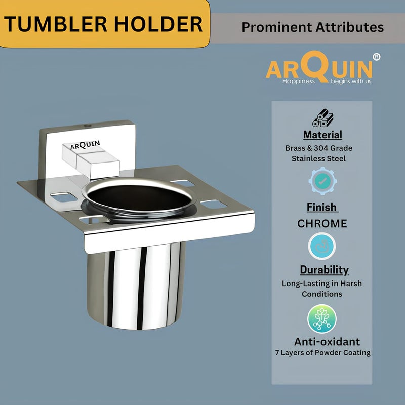 ARQUIN Taurus 304 Grade Stainless Steel Tumbler HolderTumbler StandBathroom Accessories Chrome Pack of 2 - Image 3