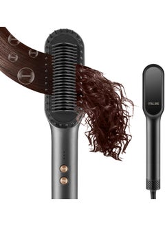 ITSLIFE Itslife Hair Straightener Brush, Ring Hair Straightener Comb Straightening Brush for Women, 20s Fast Heating & Temp Settings & Anti-Scald, Gray 