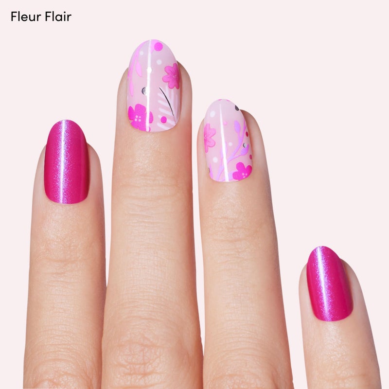 Dashing Diva Gloss Nail Strips Bundle - The Moody Florals Collection - Fleur Flair & Olive Branch - UV Free, Chip Resistant, Long Lasting Gel Stickers - Contains 2 Sets - Image 2