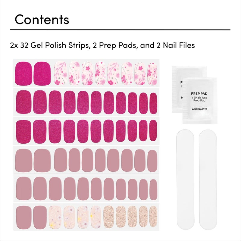 Dashing Diva Gloss Nail Strips Bundle - The Moody Florals Collection - Fleur Flair & Olive Branch - UV Free, Chip Resistant, Long Lasting Gel Stickers - Contains 2 Sets - Image 4